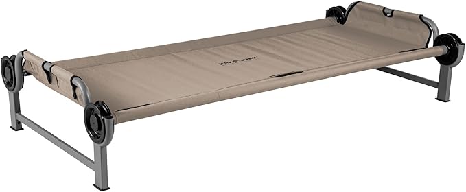 Disc-O-Bed Youth Single Camping Cot Kid-O-Bed Portable Sleeping Cot for Kids with Included Carry Bag Indoor and Outdoor Use Tan