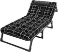 Camping Cot Adjustable 4-Position Adults Reclining Folding Chaise with Pillow Outdoor Lounge Chair Sleeping Cot Bed Perfect for Office Pool Beach Patio Black