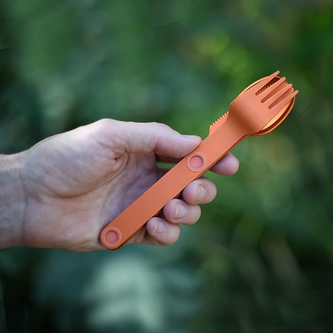 FULL WINDSOR - MAGWARE Magnetic Camping Cutlery Set - Travel Utensils for Camping Cooking and Outdoor Dining - Knife Fork &amp Spoon - Portable Silverware with Pouch for Backpacking - Orange (3 PC