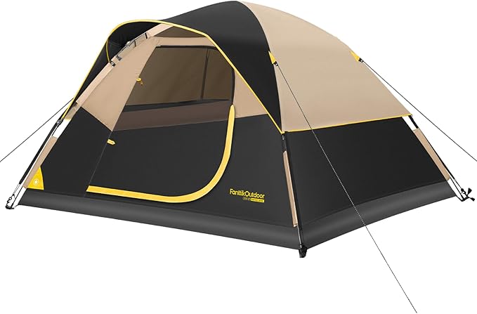 FanttikOutdoor Zeta C2/3/4 Camping Tent 2/3/4 Person Instant Dome Tent Easy Setup in 60s Portable Waterproof Cabin Tent with Pre-Attached Poles &amp Air Vent Ideal for Camping Hiking Backyard