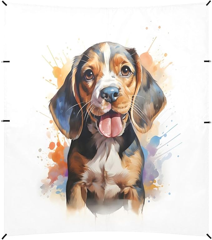 ALAZA Beagles Dog Puppy Beach Tent Sun Shelter UPF50+ Protection Beach Shade Canopy w/ 4 Sandbags for Outdoor Camping Fishing Backyard Fun Picnic 10x9 ft