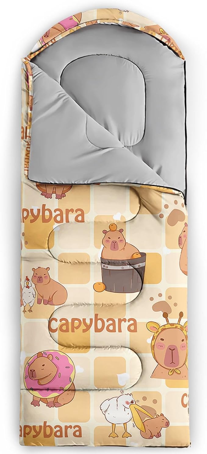 Kids Sleeping Bag for Boys GirlsCartoon Blue Unicorn Print-Lightweight Warm Portable Outdoor Indoor-Waterproof Cold Weather Resistant Sleeping Bag for Camping Hiking