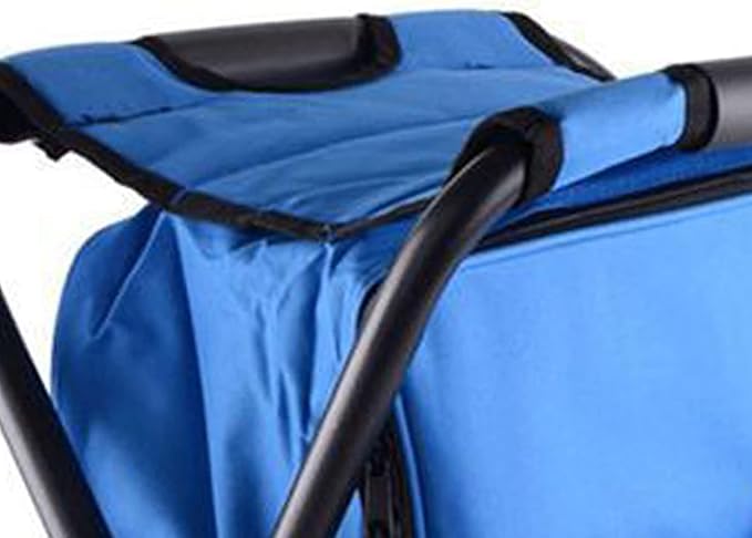Folding Camping Chair Stool Backpack with Cooler Insulated Picnic Bag Backpack Cooler Chair Foldable Camping Fishing Stool for Travel Beach Hiking Picnic ﻿ (Blue)