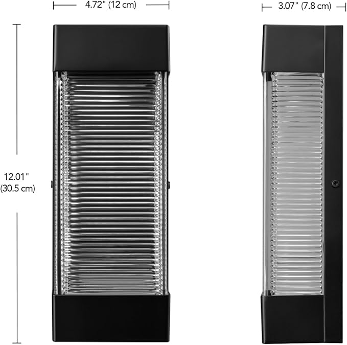 Globe Electric 16W LED Integrated Matte Black Outdoor Wall Sconce with Ribbed Glass