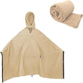 Fleece Wearable Blankets Camping Blanket Poncho 74.5 in * 63 in Warm Comfy Durable &amp Portable Machine Washable for Stadium Concerts Car Travel Sports Hiking Sofa. (Khaki)