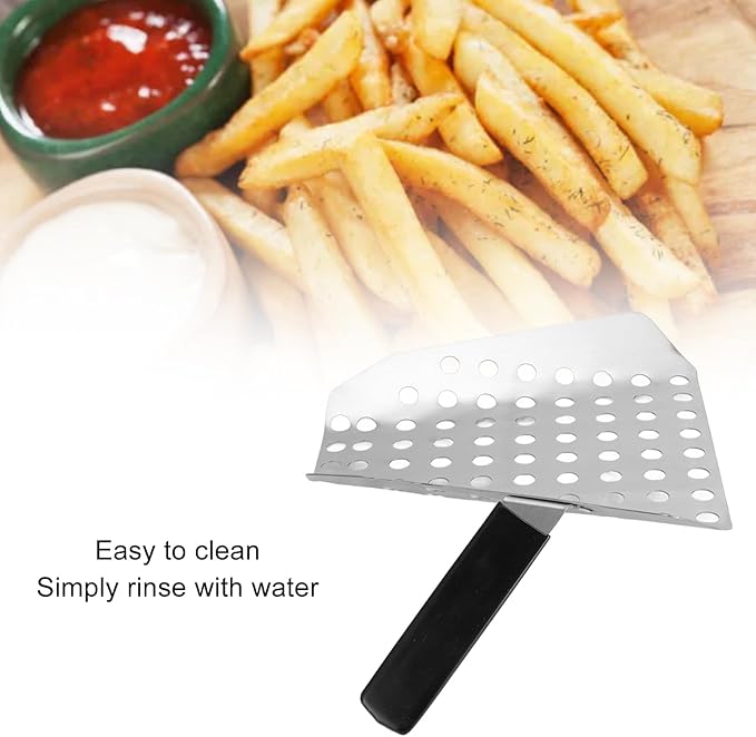 Pissente Fries Scoop Stainless Steel Ergonomic Handle French Fry Scooper Easy to for Movie Theaters and Picnics