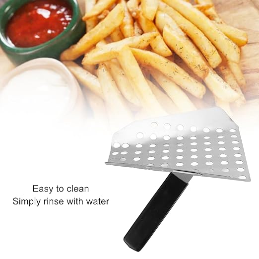 ANGGREK Fries Scoop Stainless Steel Ergonomic French Fry Scooper with Holes for Popcorn Lightweight Design for Quick Serving at Events or Home