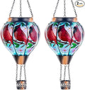 DREAMSOUL 2PCS Cardinal Hot Air Balloon Solar Lantern Hanging Glass Solar Lanterns Outdoor Waterproof for Yard Party Gift