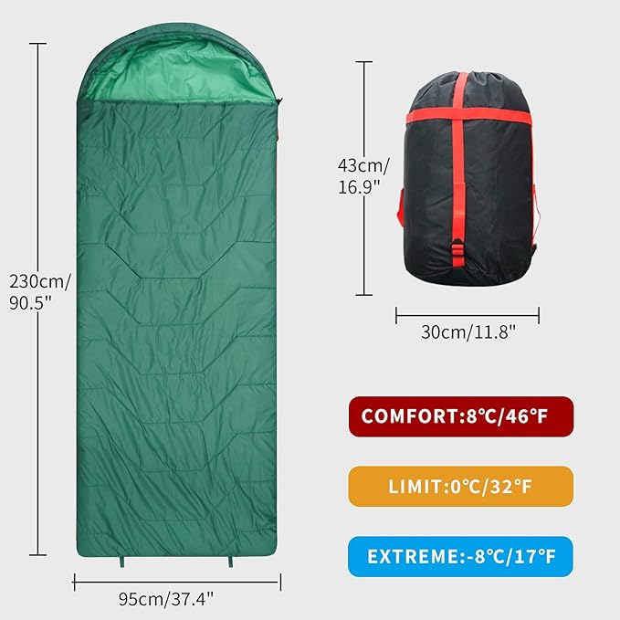 Jumbo Sleeping Bag for Adult&ampKidsCold&ampWarm Weather with Compression Sack and Water Resistant for Family CampingTravel and Car Camping