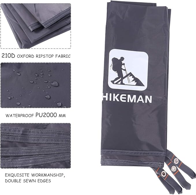 Hikeman Tent Footprint - Waterproof Camping Tarp Heavy Duty Tent Floor Saver Ultralight Ground Sheet Mat for Hiking Backpacking Hammock Beach - Storage Bag Included(XL-83”x83”)