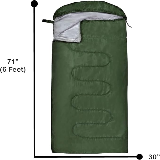 Standard Sleeping Bags with Hoods for Adults 4 Seasons Warm or Cold Lightweight Indoor Outdoor Sleeping Bags for Backpacking Camping