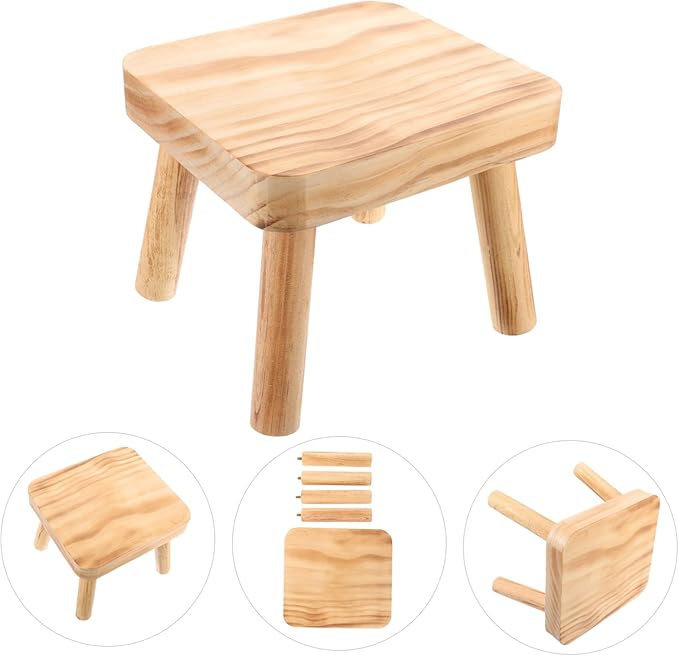 POPETPOP Wood Step Stool Portable Lightweight Stool for Use for Living Room Kitchen Camping and More Sturdy Design Excellent Load-Bearing Capacity