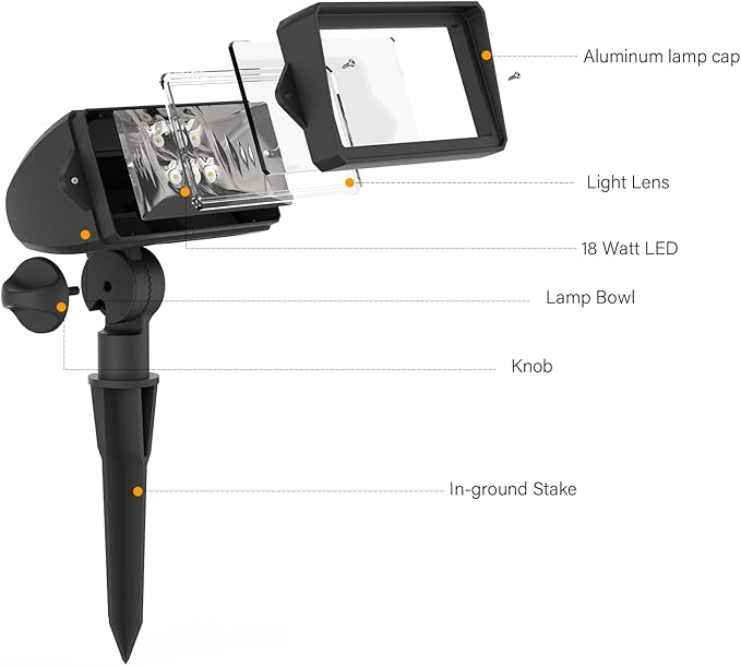Malibu 18 Watt LED Low Voltage Landscape Floodlight with Optimal Range Wall Spotlights Waterproof Adjustable Light for Garden Path Lawn Patios Security Flood Light 8401-4675-01