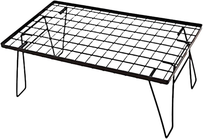 Portable Folding Table with Storage Rack for Outdoor Patio Hiking Barbecue Picnic Multifunctional Campfire Grill Desk
