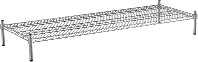 21 x 60 NSF Chrome Wire Stationary Dunnage Storage Rack with 8 Posts Ideal for Commercial Kitchen Home Garage Warehouse Shelters