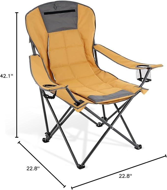 Arrowhead Outdoor Portable Folding Hybrid 2-in1 Camping Chair Adjustable Recline Vent Padding Cup Holder &amp Storage Pouch Heavy-Duty Oversize Supports 300lbs Includes Bag USA-Based Support