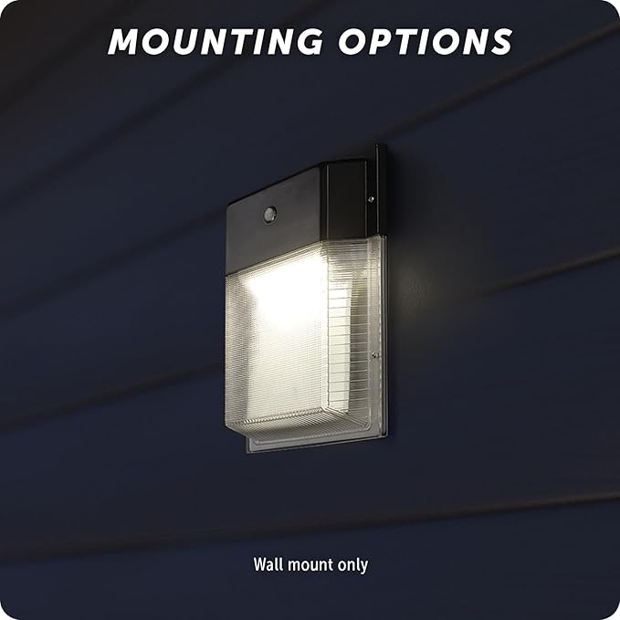 Globe Electric 23W Black Wall Pack 2000 Lumens Hardwired Automatic Dusk to Dawn Outdoor Integrated LED Flood Light Security Light Spotlight Outside House Lights