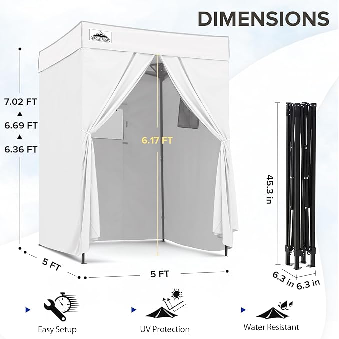 EAGLE PEAK Flex Compact 5x5 Pop-up Canopy Changing Room Portable Privacy Dressing Room for Indoor Fashion Photoshoots Camping or Pool White