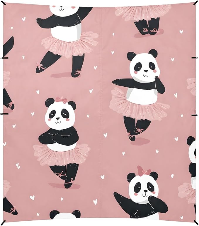Panda Ballet Dancer Pattern Camping Sun Shelter Beach Tent Portable Beach Sun Shade Outdoor Canopy for Camping Trips Fishing Picnic