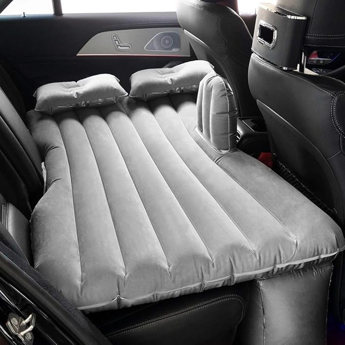 axGear Inflatable Car Travel Air Mattress Back Seat w/Pump 2 Air Pillows Car SUV Sleeping Mattress Universal Fit