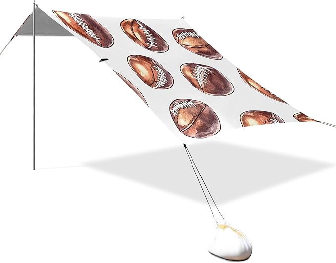 Tile Rugby White Tile Pattern Camping Sun Shelter Beach Tent Portable Beach Sun Shade Outdoor Canopy for Camping Trips Fishing Picnic