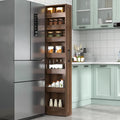 7-Tier Slim Pull-Out Storage Shelf Narrow Space Organizer for Kitchen Laundry Bathroom Living Room Freestanding Open Shelving Unit for Small Spaces Slim Gap Storage Rack with Handle