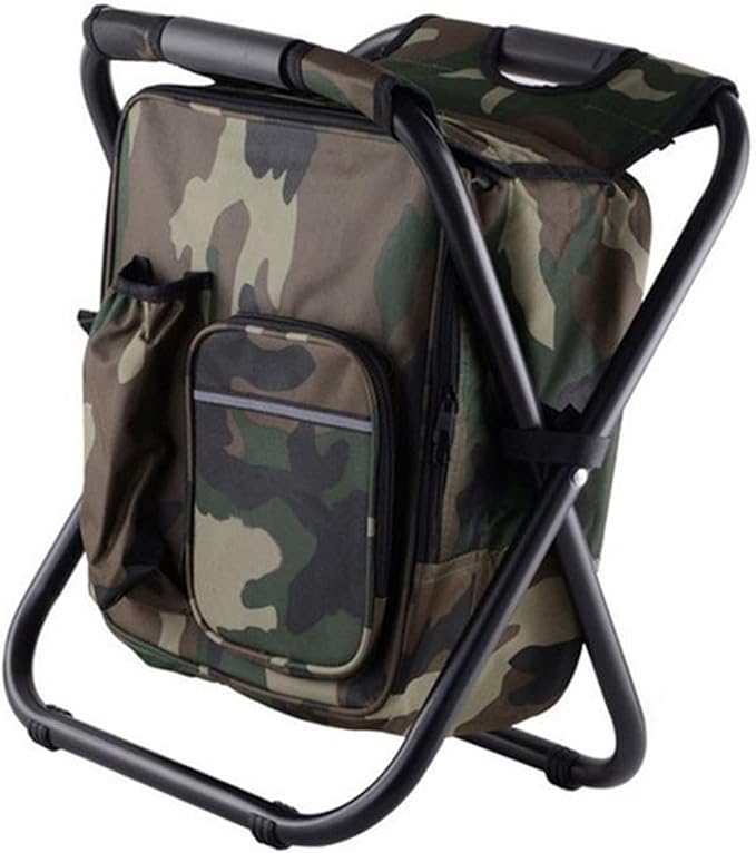 Drfeify Fishing Backpack Cooler ChairLightweight Large Capacity Stool Backpack Cooler Chair for Travel Beach Hiking Picnic