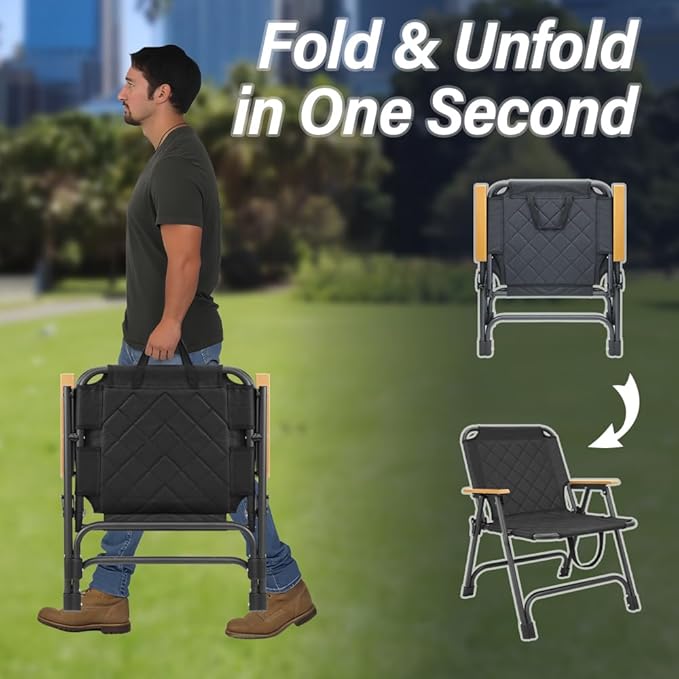 ptlsy Ice Fishing Chairs for Adults Foldable Beach Chair for Camp Beach Fishing Sports Event Hiking Patio Indoor &amp Outdoor Use (2 Pack)