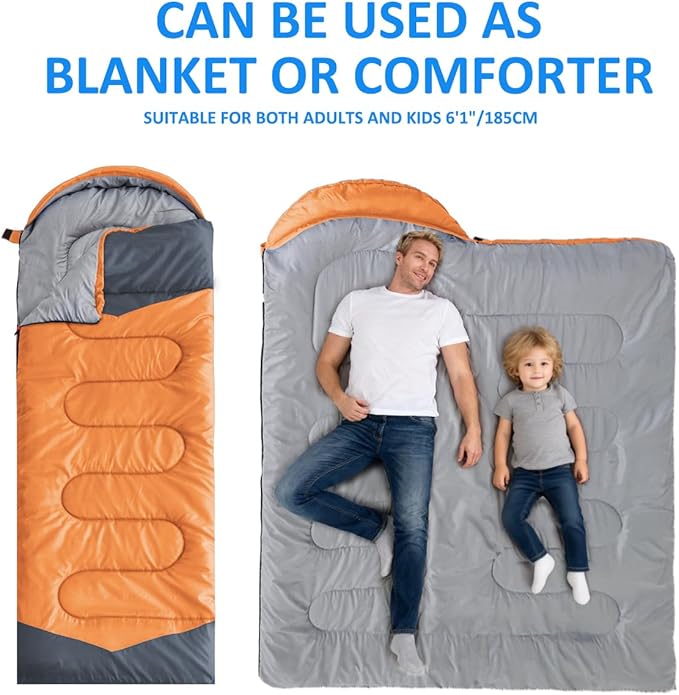 oaskys Camping Sleeping Bag - 3 Season Warm &amp Cool Weather - Summer Spring Fall Lightweight Waterproof for Adults Kids - Camping Gear Equipment Traveling and Outdoors