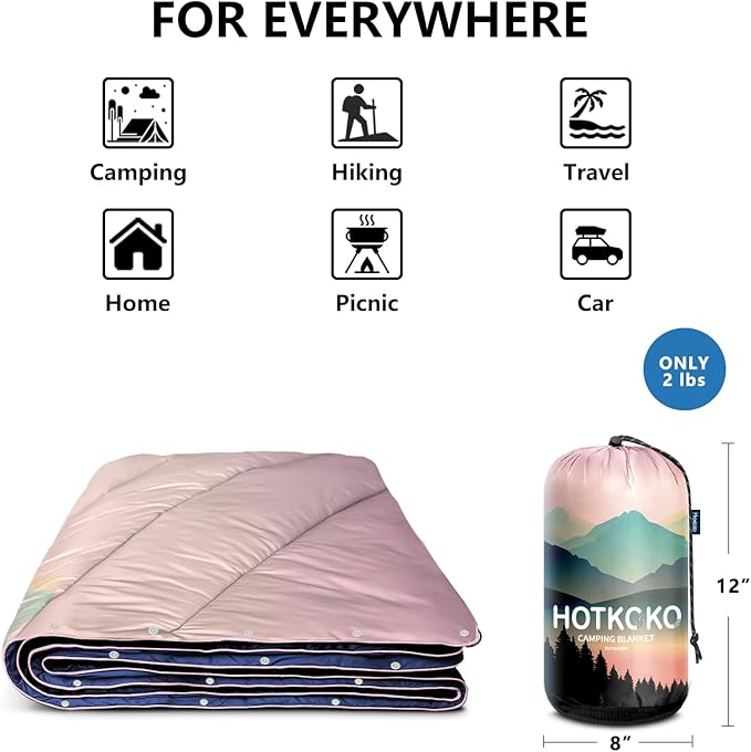 Camping BlanketLightweight Puffy Printed Camping Blanket Packable Outdoor Blanket for CampingTraveling Stadium Hiking Picnics