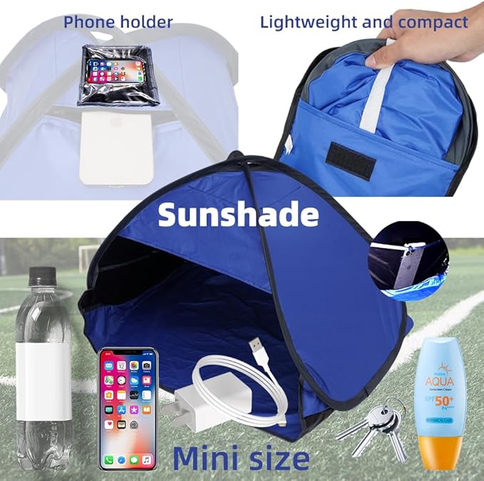 Dog and Cat Outdoor Waterproof Tent House Portable Mini Beach Tent Instant Pop Up Canopy for Pets Laptops &amp Outdoor Shade (Blue)