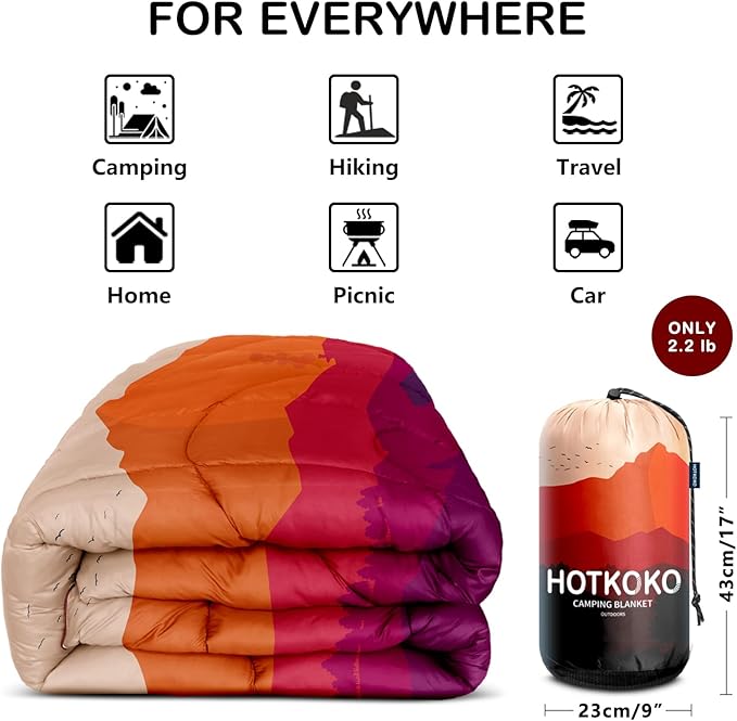 Camping BlanketLightweight Puffy Printed Camping Blanket Packable Outdoor Blanket for CampingTraveling Stadium Hiking Picnics