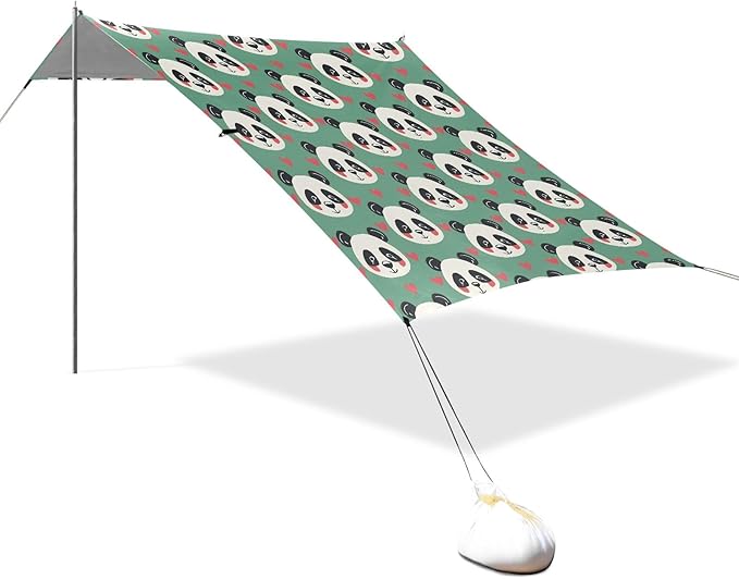 Camping Sun Shelters Panda and Red Heart Beach Canopy 126 * 110.2in