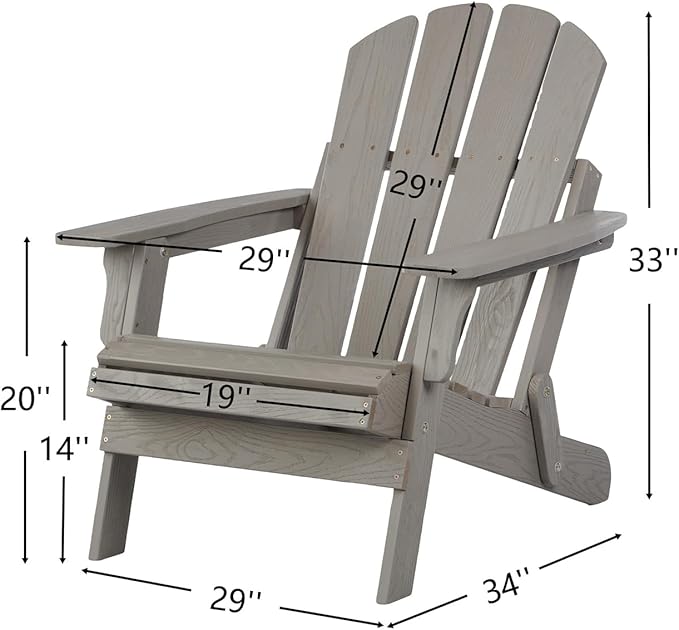 ZeHuoGe Oversize Embossed Wooden Outdoor Folding Chair with Pre-Assembled BackRest &amp SeatBoard Wood Patio Chair for Garden Backyard Porch Pool Deck Firepit