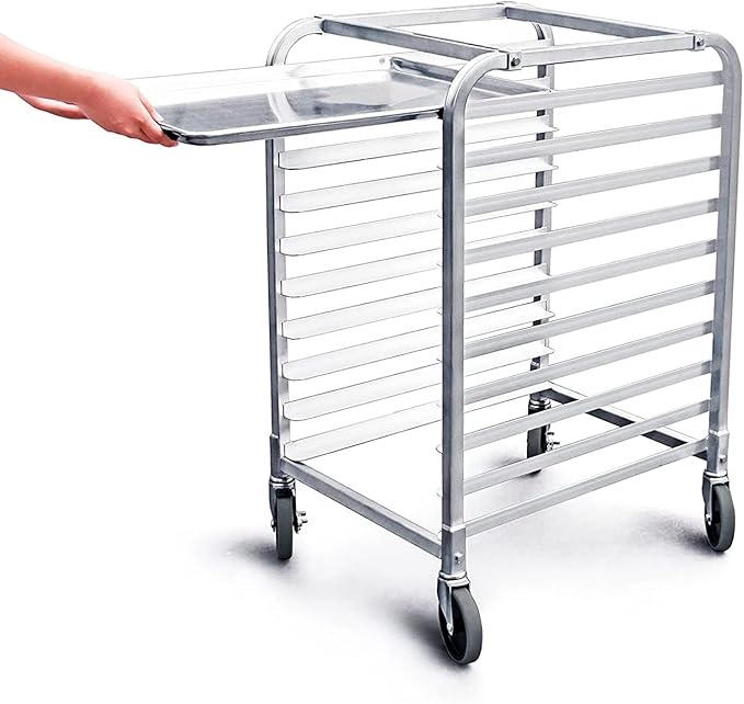 10 Tier Sheet Pan Rack | Commercial Bakery Bun Pan Rack With Wheels