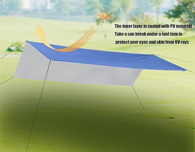 Wind Tour Portable Multifunctional Tent - Footprint Traveling Awning Rain Fly Waterproof Shelter - Outdoor Camping Tarp &amp Sun Shelter for Hiking Beach (118118 in)