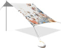 Wildflowers Pattern Beach Tent Sun Shelter 9.2' x 10.5' Beach Canopy with 4 Sandbags 4 Stability Poles Sand Shovels - Tent Canopy for Beach Camping Fishing Picnics