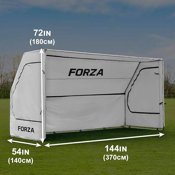 FORZA Portable Team Shelter | Durable Steel Frame Shelter for Sports Teams – Optional Benches &amp Multiple Colors (Grey Shelter Only)