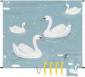 Waterproof Sandproof Beach Blanket 59''×68'' Animals Swans Polyester Outdoor Picnic Blanket with 4 Stakes &amp Storage Bag for BeachCampingVacation Grey