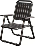 Foldable Outdoor Chair with Widening Armrests Portable Camping Beach Chair (Reinforced Black)