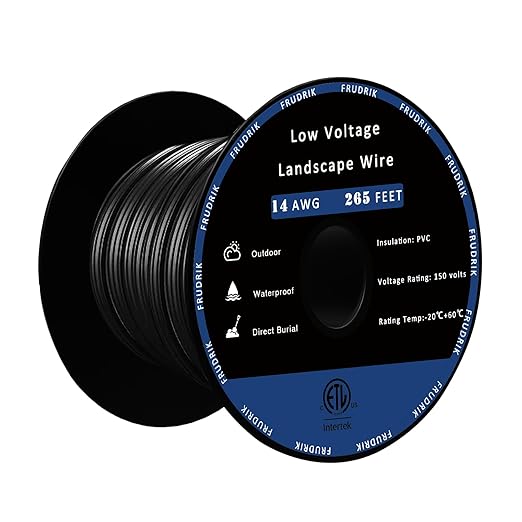Low Voltage Landscape Lighting Wire - Outdoor Direct Burial Underground Low-Energy Circuit Cable (14/2 Black 265ft)