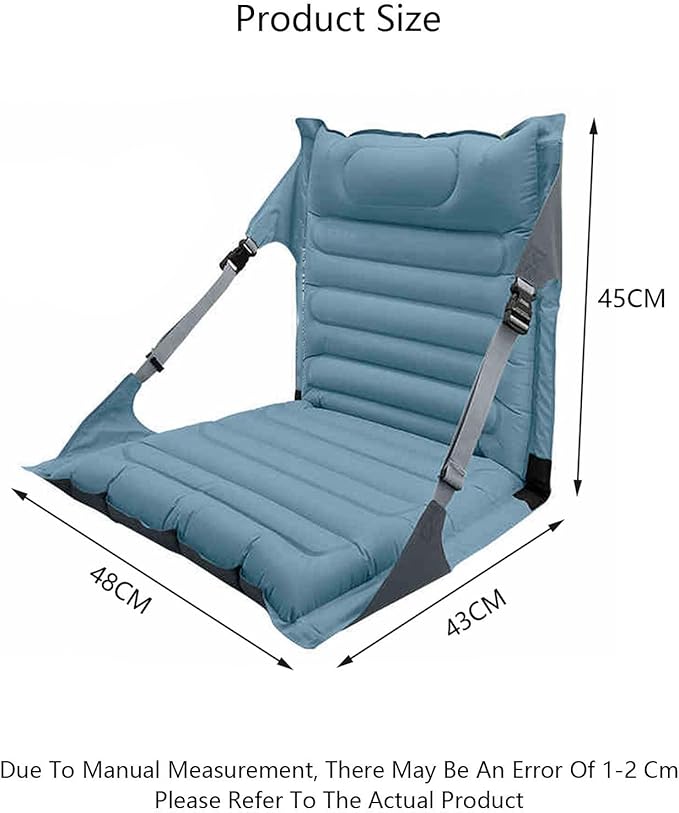 Floor Chair with Back SupportInflatable Folding Seats Lightweight Outdoor Relaxing ChairEquipped with Storage Bagfor Camping Beach(Blue)