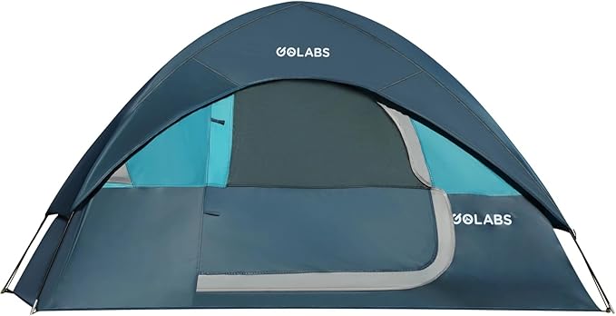 Golabs CT1 2 Person Camping Tent Easy Set Up in 3 Mins PU1500mm Waterproof w/Mesh Top &amp Door with Ventilation Lightweight 4.4lbs Portable Family Tent with Carry Bag &ampInterior Storage Pocket