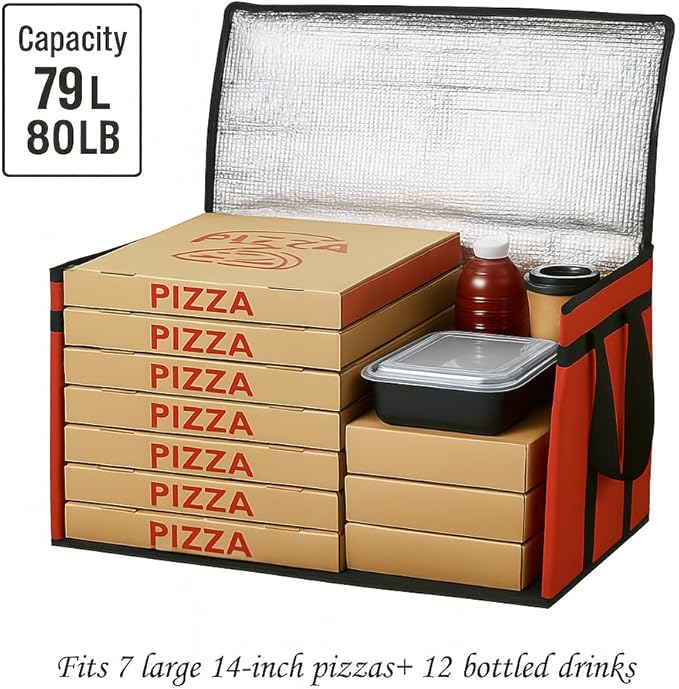 Bodaon Large 2-Pack Insulated Food Delivery Bag With Hard Bottom XXXL Bags Rideshare Delivery Bag Grocery Shopping and Catering Cold/Hot Styrofoam Carrier for Travel/Car