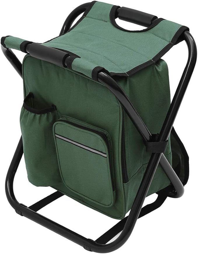 Backpack Chair for Adults Portable Camping Hunting Fishing Backpack and Seat Combo Foldable Chair Bag with Cooler Bag Waterproof Fishing Stool Collapsible Chair Storage Bag with Portable Belt