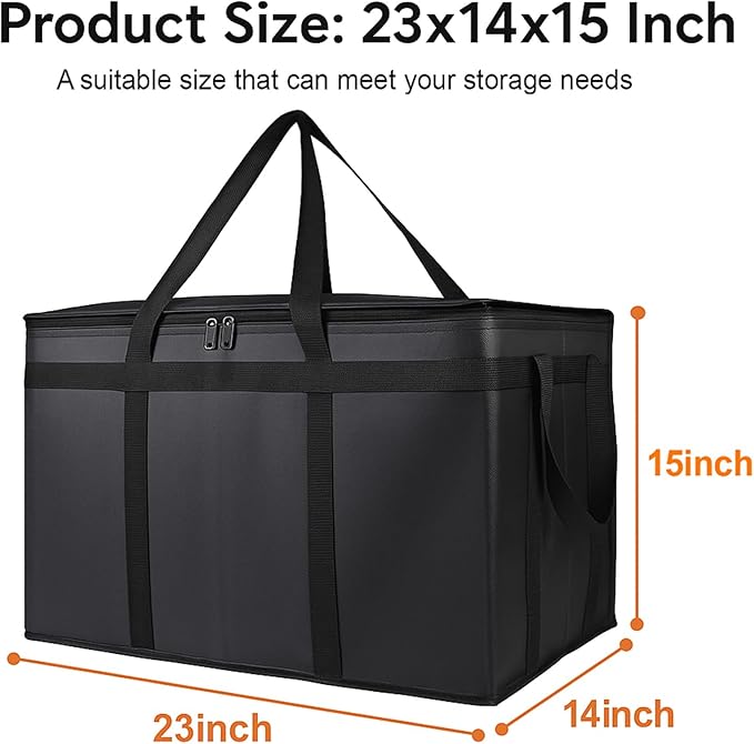 Bodaon 2-Pack Insulated Food Delivery Bag XXXL Grocery Shopping/Catering/Pizza Cooler Bags Rideshare Delivery Bag Cold/Hot Styrofoam Carrier for Travel/Car Warmer/Froze