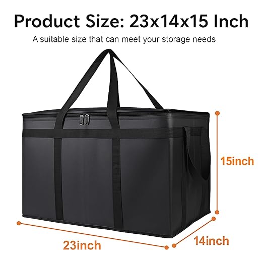 Bodaon Large 10-Pack Insulated Food Delivery Bag With Hard Bottom XXXL Catering/Pizza Cooler Bags Rideshare Delivery Bag Thermal Cold/Hot Styrofoam Carrier for Travel/Shopping/Car