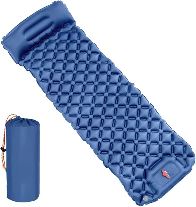 Outdoor Camping Inflatable Mattress Sleep Pad with Pillows Travel Mat Folding Bed Light Weight Air Cushions Enduring Travel Mat Folding Bed