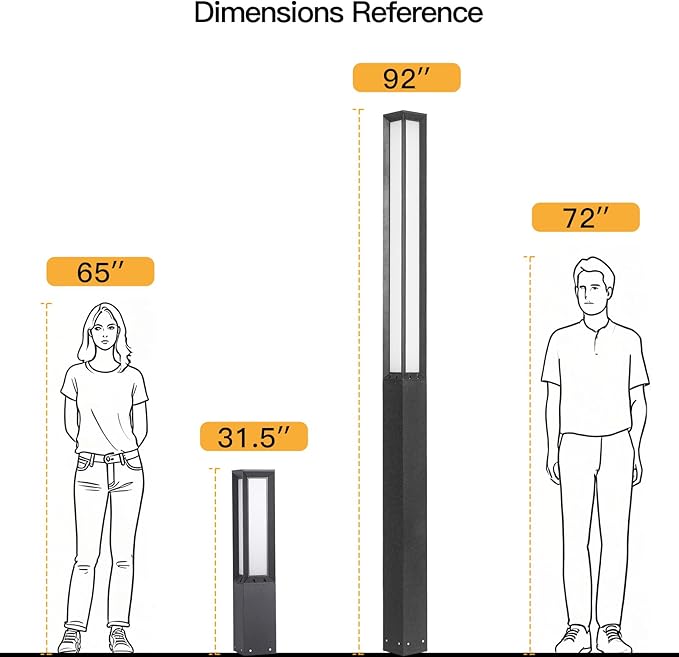 Path Light 92 Pathway Lights Wired Outdoor Modern Landscape LED Bollard Driveway Lighting IP65 Waterproof Aluminum High Voltage Floor Lamp for Walkway Lawn Patio Yard Garden Decoration
