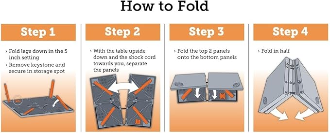 Crazy Creek Pack Table Compact 12 x 12 Outdoor Folding Table Gray and Orange
